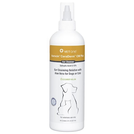 Aurocin CeraDerm, Ear Cleanser for Dogs or Cats, 8oz 600174